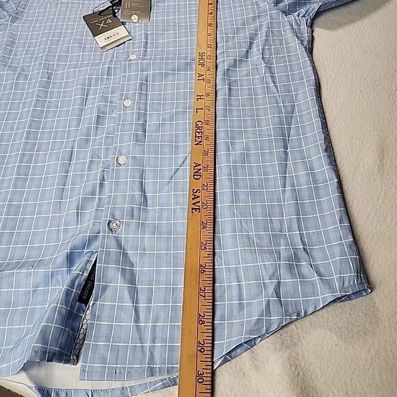Report Collection Light Blue Plaid Shirt X4 Stretch Long Sleeve Size M 33-34 - Picture 6 of 10